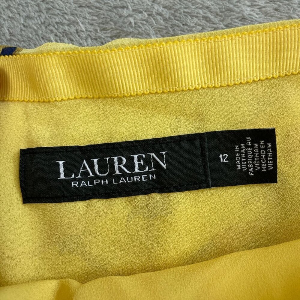 Lauren Ralph Lauren Womens Yellow Floral Tiered Ruffle Skirt Size 12 NWT 6131 - Picture 7 of 8